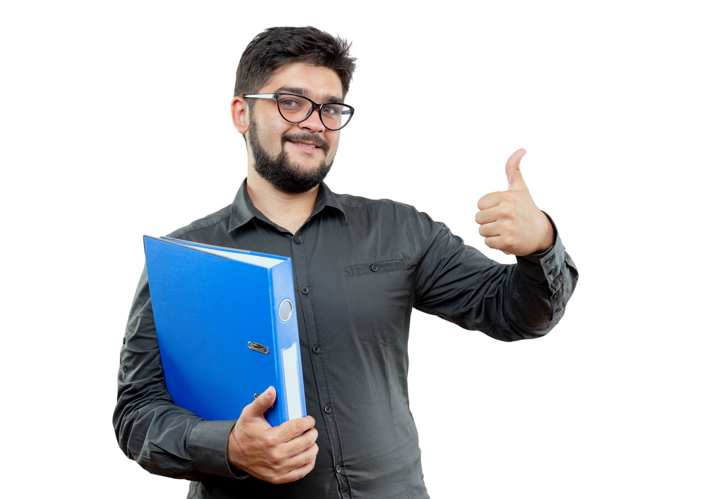 Administrador escolar con carpeta de trabajo