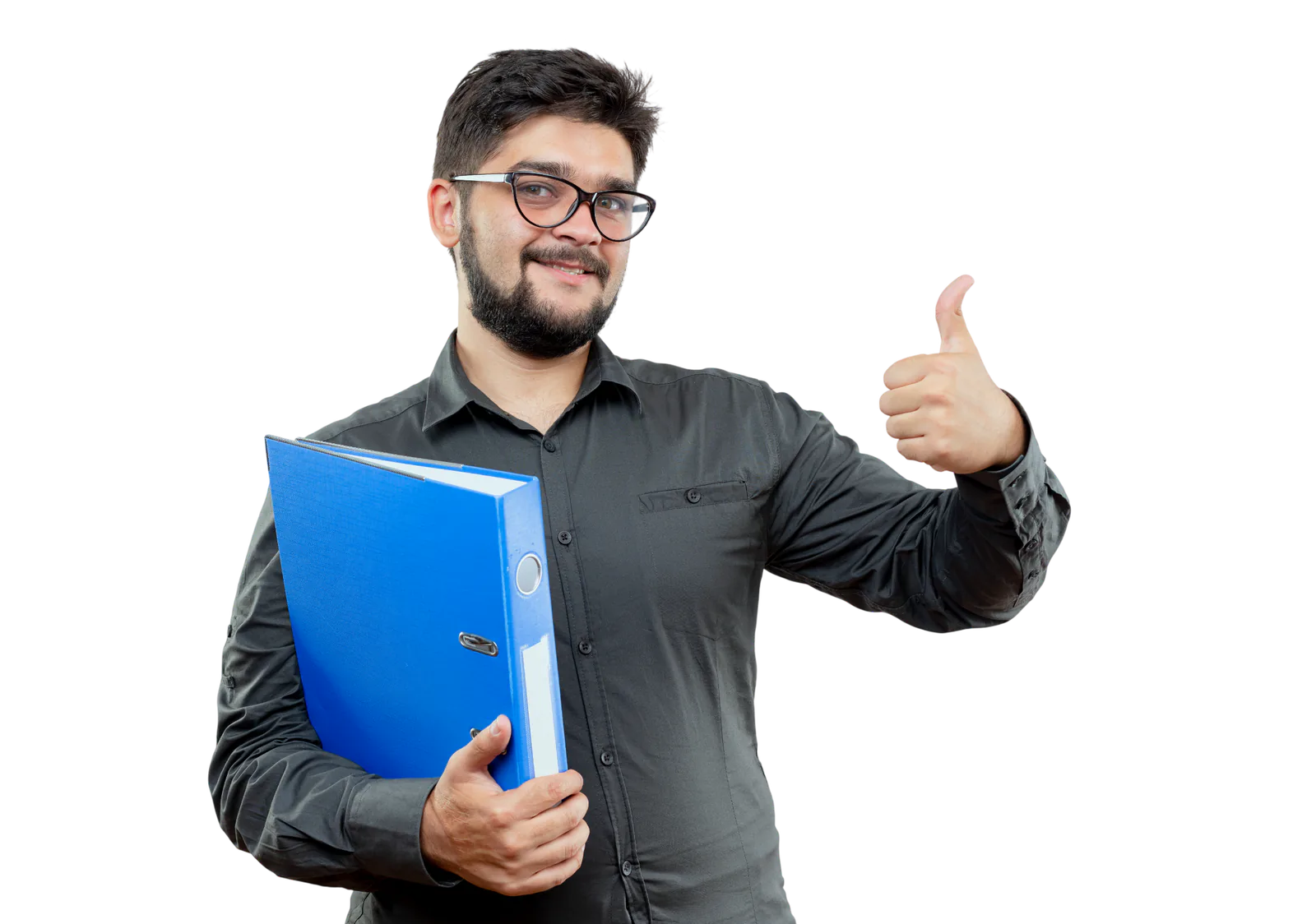 Administrador escolar con carpeta de trabajo